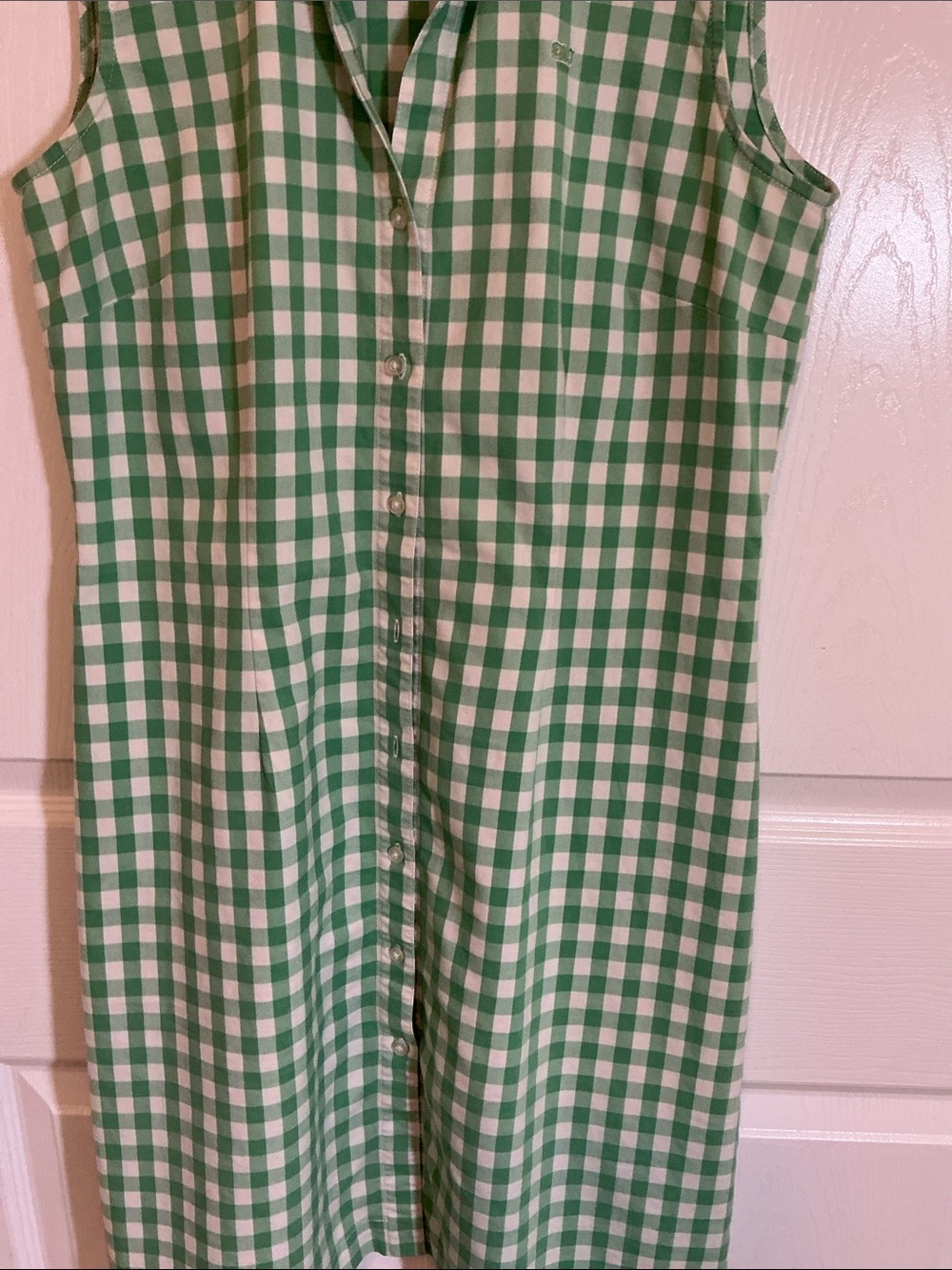 Vineyard Vines Green and White Gingham Midi Shirt Dress - Picture 3 of 7